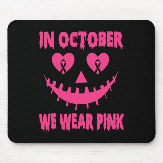 10月に我々は衣服ピンク乳癌ハロウィーンPu マウスパッド (正面)