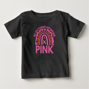 10月に我々は衣服ピンク乳癌ヒョウの贈り物 ベビーTシャツ