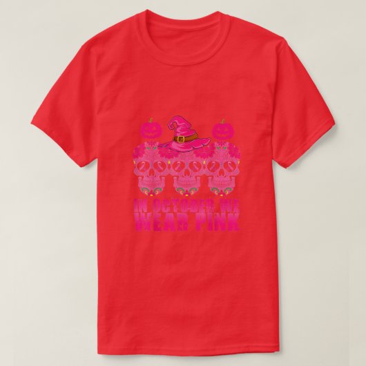 10月に我々は衣服ピンク糖スカル乳がん Tシャツ (デザイン正面)