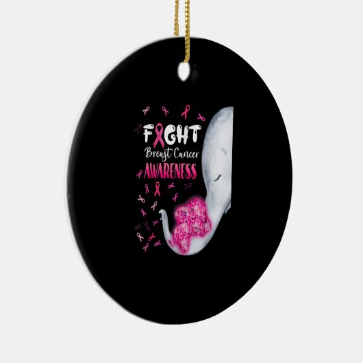 10月に我々は衣服ピンク象の乳がんモン セラミックオーナメント (右)