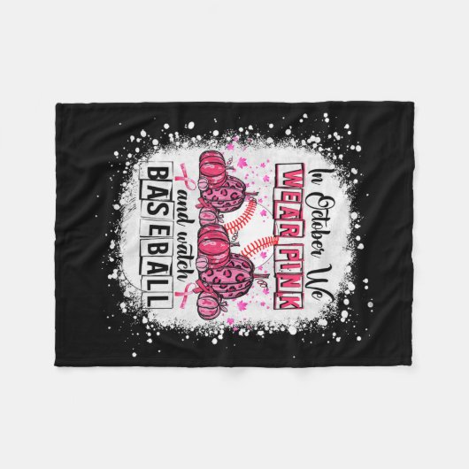 10月に我々は衣服ピンク野球乳がん阿波 フリースブランケット (正面(横))