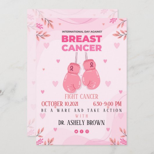 10月に我々は衣服ピンク 招待状 (正面/裏面)