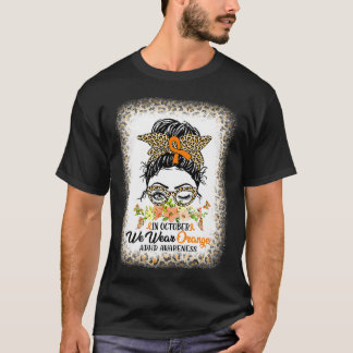 10月に我々衣服オレンジADHD認識度メッシーバン Tシャツ