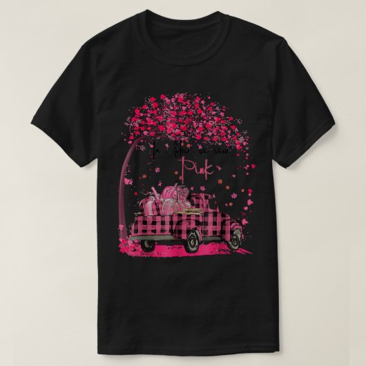 10月に我々衣服ピンクトラックカボチャ乳房カンス Tシャツ (デザイン正面)