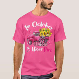 10月に我々衣服ピンクヒマワリのトラック乳房缶 Tシャツ
