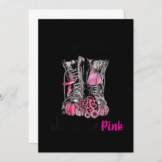 10月に我々衣服ピンクブーツ退役軍人乳がん セーブザデート (正面/裏面)