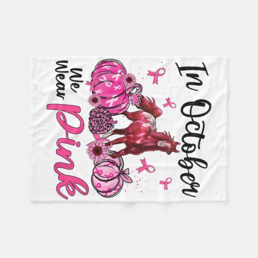 10月に我々衣服ピンクホースパンプキンヒョウ・ブレア フリースブランケット (正面(横))