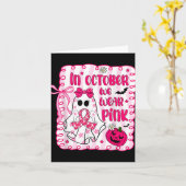 10月に我々衣服ピンクボウ幽霊乳がんAw カード (黄色い花)