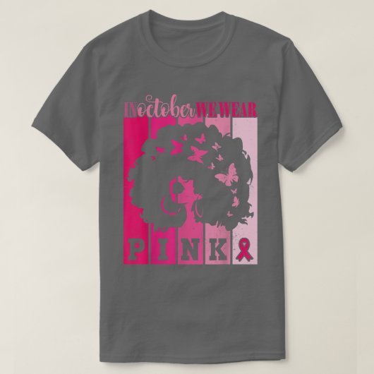 10月に我々衣服ピンクリボン乳がん認識 Tシャツ (デザイン正面)