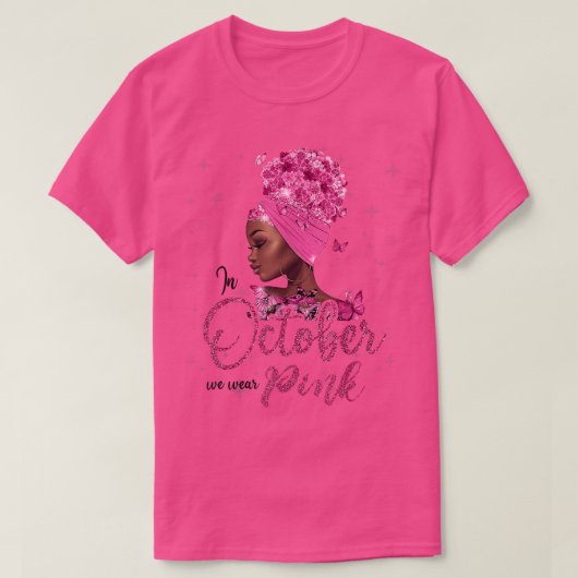 10月に我々衣服ピンクリボン乳がん認識 Tシャツ (デザイン正面)