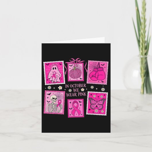 10月に我々衣服ピンク幽霊乳がんスタンプ カード (正面)