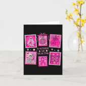 10月に我々衣服ピンク幽霊乳がんスタンプ カード (黄色い花)