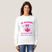 10月に我々衣服ピンク幽霊魔女乳がん スウェットシャツ (正面フル)