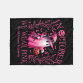 10月に我々衣服ピンク幽霊魔女乳がん フリースブランケット (正面(横))