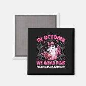 10月に我々衣服ピンク幽霊魔女乳がん マグネット (正面/裏面)