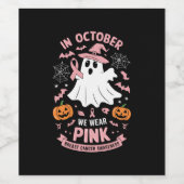 10月に我々衣服ピンク幽霊魔女乳がん ワインラベル (シングルラベル)
