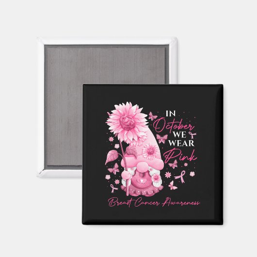 10月に我々衣服ピンク格言格言乳がん マグネット (正面/裏面)