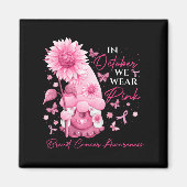10月に我々衣服ピンク格言格言乳がん マグネット (正面)