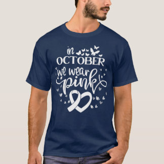 10月に我々衣服ピンク蝶の乳がん Tシャツ
