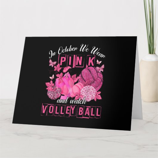 10月に私たちは衣服ピンクとバレーボールブレアを見る カード (正面)