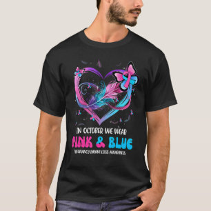 10月に私たちは衣服ピンクと青の妊娠乳児 Tシャツ