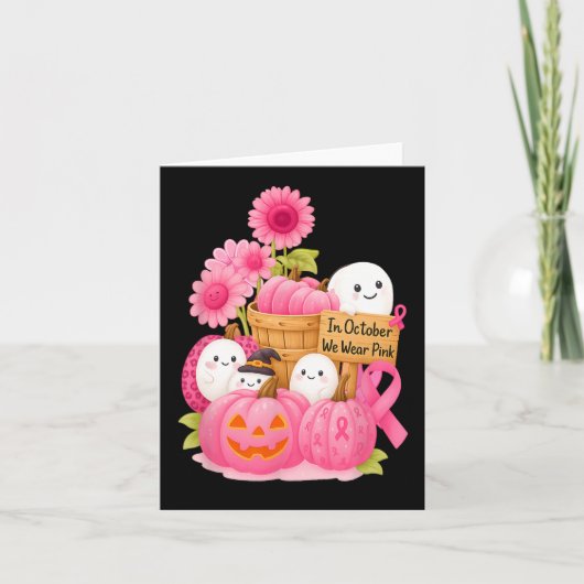 10月に私たちは衣服ピンクの幽霊たちとBrのためのカボチャ カード (正面)