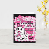 10月に私たち衣服ピンクシャツ幽霊乳がん カード (黄色い花)