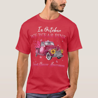 10月に私たち衣服ピンクリボンレオパードトラックブレス Tシャツ