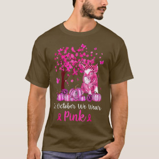 10月に豚We衣服ピンク乳がん待ち Tシャツ