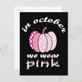 10月に、私たちはピンクのカボチャの衣服の格子縞  案内ポストカード (正面/裏面)