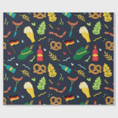 10月のカラフルフェスト記号のパターン ラッピングペーパー (フラット)