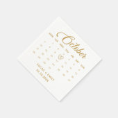 10月のカレンダー結婚金ゴールド スタンダードカクテルナプキン (角)