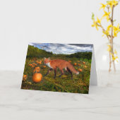 「10月のキツネ」の挨拶 カード (黄色い花)