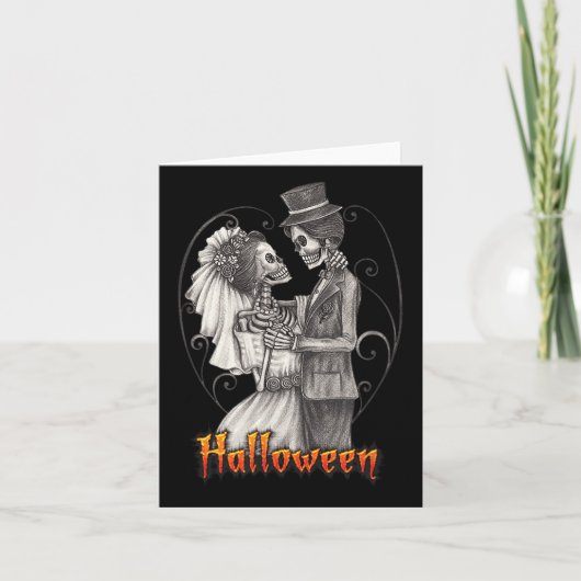 10月のハロウィーンの結婚式 – Bride And Groom カード (正面)