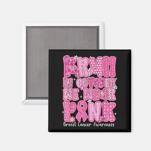 10月のブルー衣服ピンクブレストガン認識度 マグネット (正面/裏面)