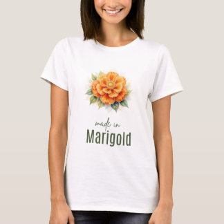 10月のマリーゴールドの誕生花 水彩アート Tシャツ