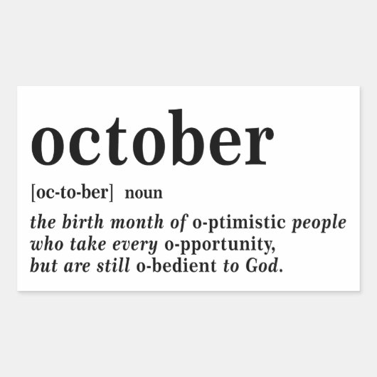 10月の定義 長方形シール (正面)