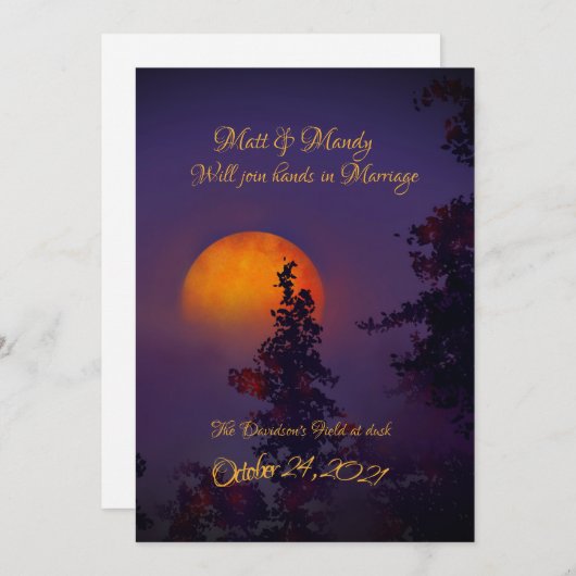 10月の月と結婚式の招待状 招待状 (正面/裏面)