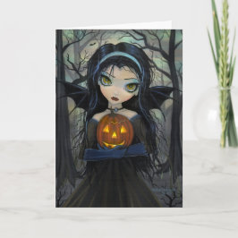 10月の森のヴァンパイアビッグアイ・ハロウィンカード カード