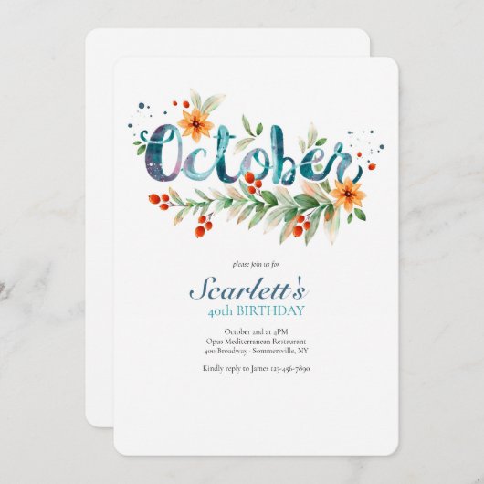 10月の祝い 招待状 (正面/裏面)