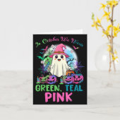 10月の私たちはターコイズブルーの服を着る Nk ハロウィン 転移性乳がん カード (黄色い花)