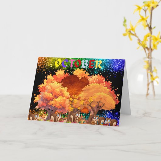 10月の秋のグリーティングカード カード (黄色い花)