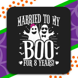 10月の結婚記念日おもしろい8周年 スクエアシール
