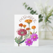 10月の花マリゴルドコスモスファンシー ポストカード (スタンド正面)