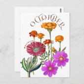 10月の花マリゴルドコスモスファンシー ポストカード (正面/裏面)