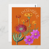 10月の花マリゴールドコスモスオレンジ ポストカード (正面/裏面)