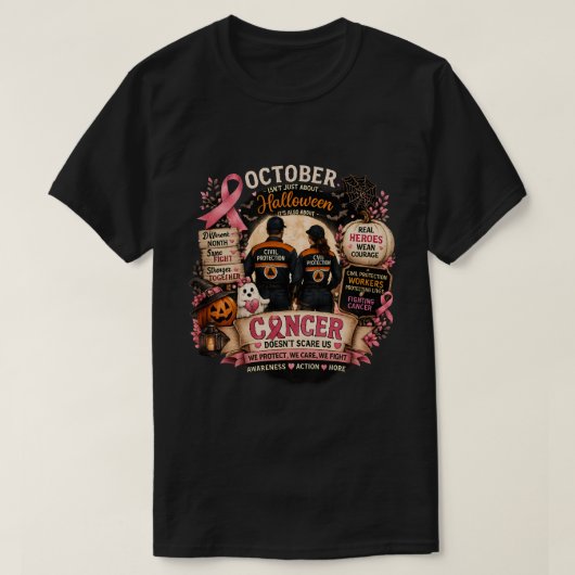 10月の英雄 | 民間防衛 乳がんサポート Tシャツ (デザイン正面)