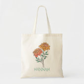 10月の誕生月の花 オレンジ マリーゴールド トートバッグ (正面)