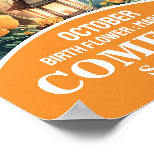 10月の誕生月の花 キリスト教の幼児向けアート ポスター (角)
