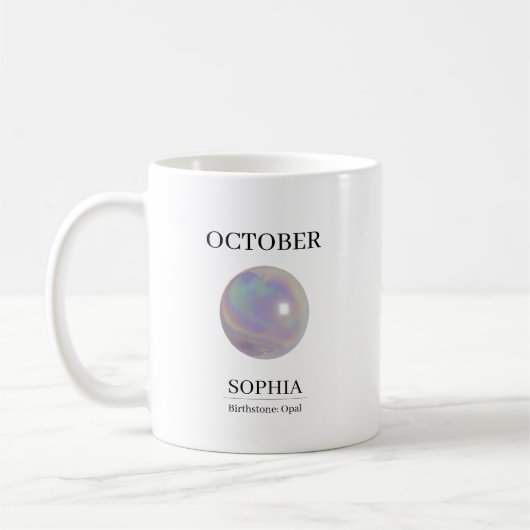 10月の誕生石 誕生日 名前 オパール コーヒーマグカップ (左)